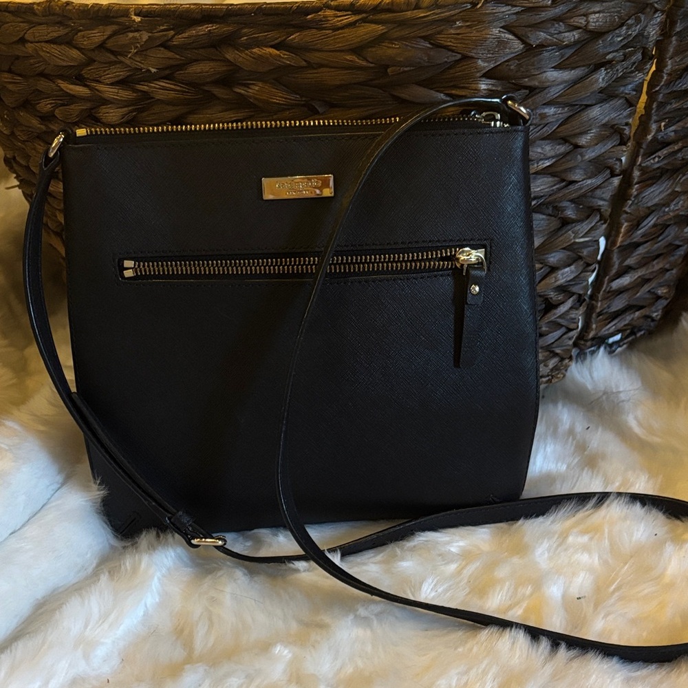 Kate Spade Black Crossbody Bag with Gold Accents